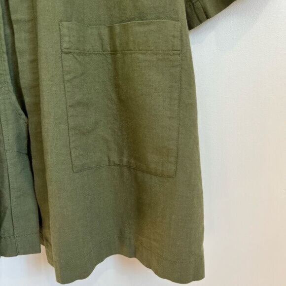 Eileen Fisher Women’s Organic Cotton Green Jacket Size Medium Open Front Boho - Picture 2 of 10